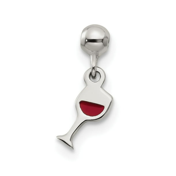 925 Sterling Silver Charm Bead Red Wine Glass For Elegant Lady Bracelet Jewelry